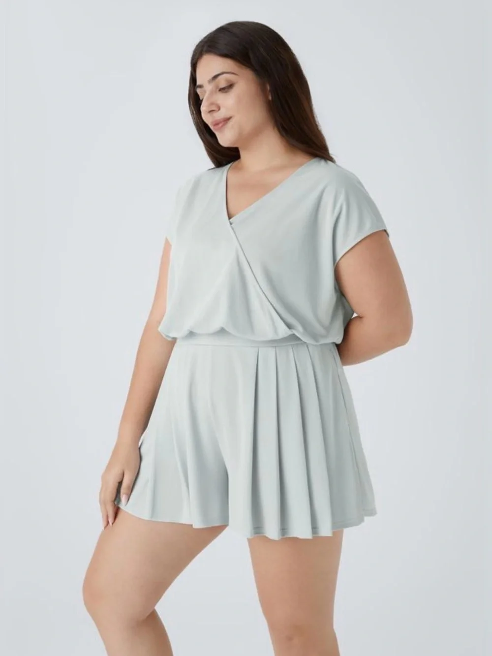 HALARA V Neck Short Sleeve Pocket Waffle Casual Plus Size Jumpsuit - Picture 4 of 6